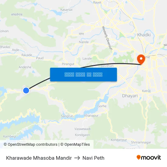 खरवडे म्हसोबा मंदिर to नवी पेठ map