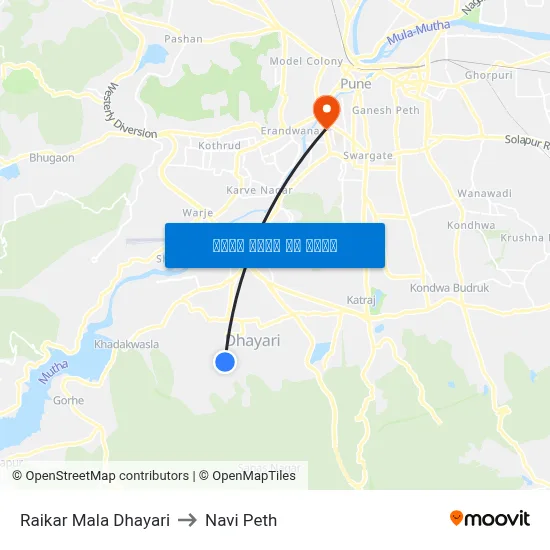 रायकर माळा धायरी to नवी पेठ map