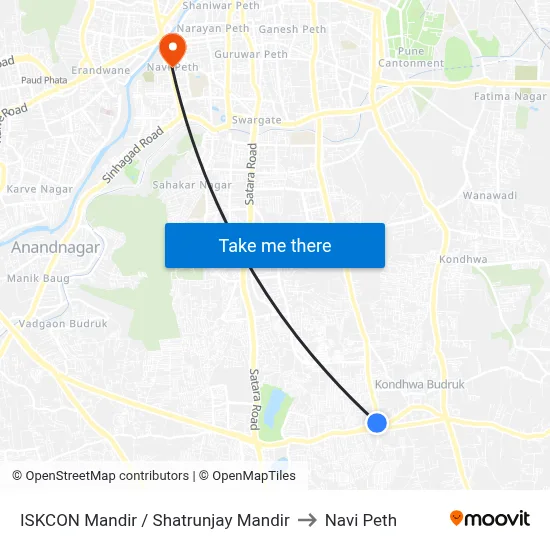 इस्कॉन मंदिर / शत्रुंजय मंदिर to नवी पेठ map