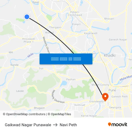 गायकवाड नगर पुनावले to नवी पेठ map