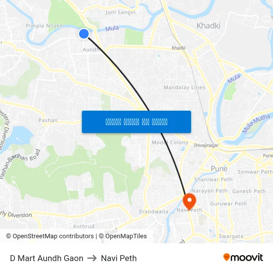 डी मार्ट औंध गाँव to नवी पेठ map