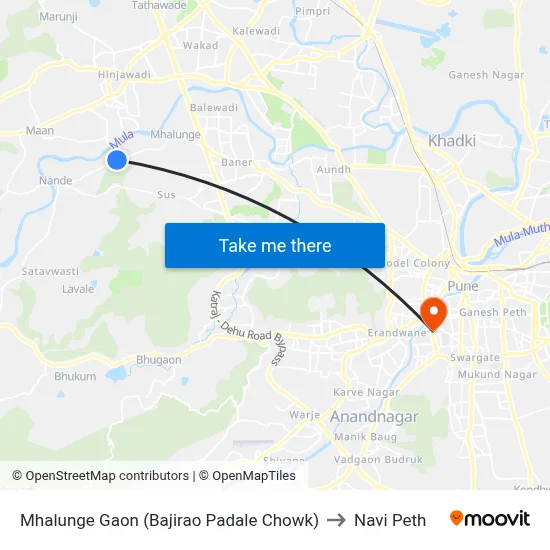 म्हालुंगे गाव (बाजीराव पडाले चौक) to नवी पेठ map