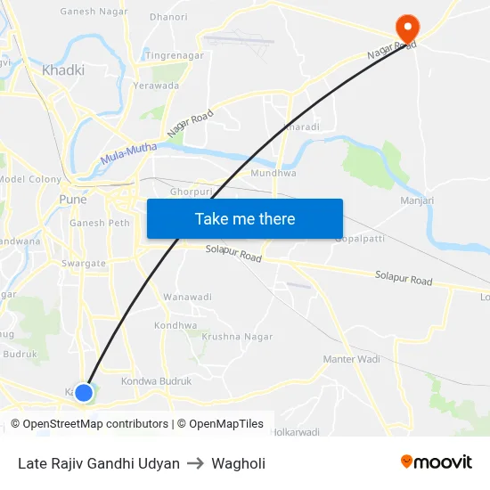 स्व. राजीव गांधी उद्यान to वाघोली map