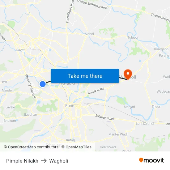 Pimple Nilakh to Wagholi map