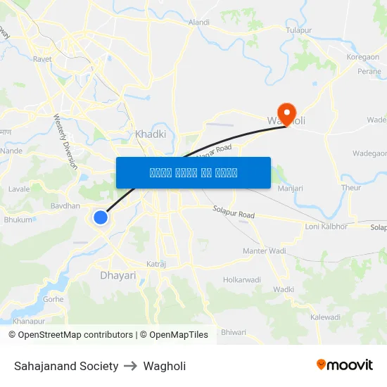 सहजानंद सोसायटी to वाघोली map