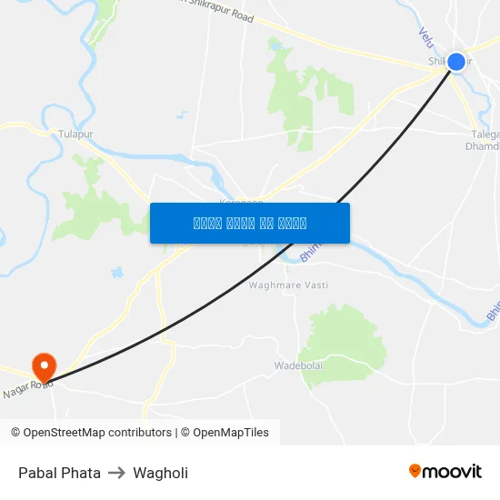 पाबल फाटा to वाघोली map