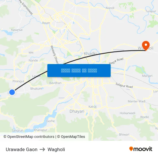 Urawade Gaon to Wagholi map
