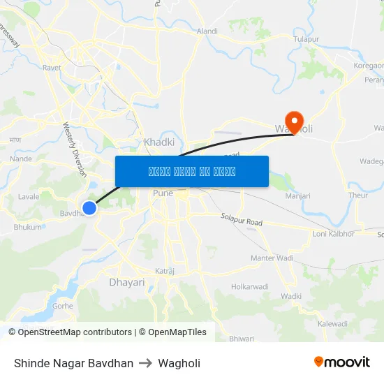 शिंदे नगर बावधन to वाघोली map