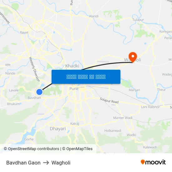 बावधन गाव to वाघोली map