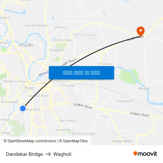 दंडेकर पुल to वाघोली map
