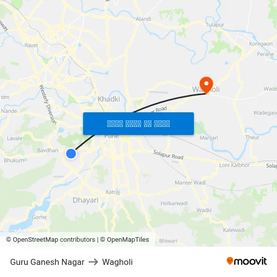 Guru Ganesh Nagar to Wagholi map