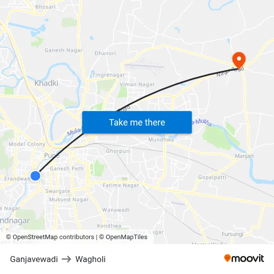 गंजवेवाडी to वाघोली map