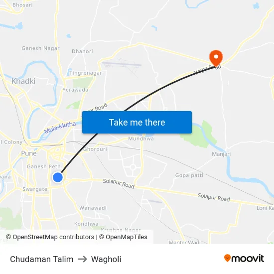 Chudaman Talim to Wagholi map