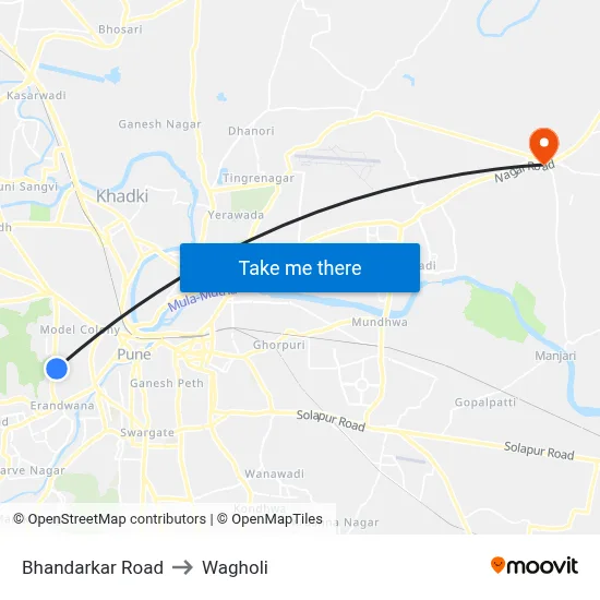 Bhandarkar Road to Wagholi map