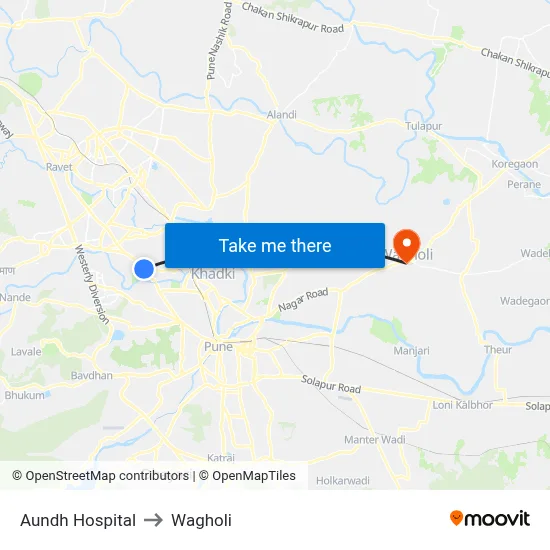 आंध हॉस्पिटल to वाघोली map