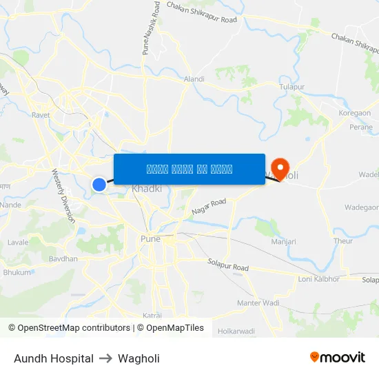 आंध हॉस्पिटल to वाघोली map