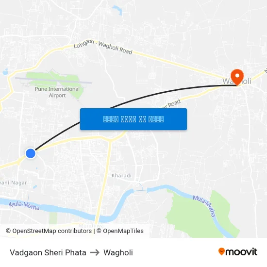 वडगाव शेरी फाटा to वाघोली map