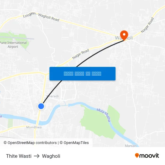 ठिते वस्ती to वाघोली map