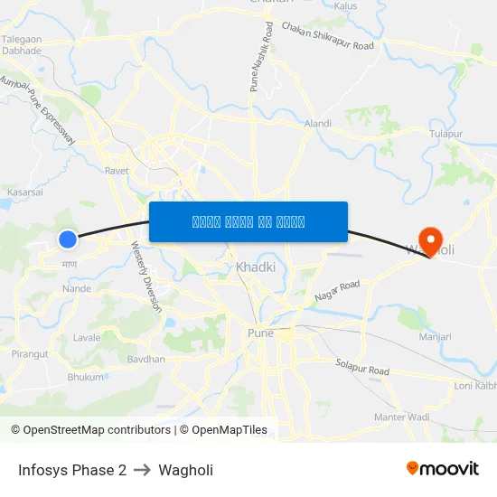 इन्फोसिस फेज 2 to वाघोली map