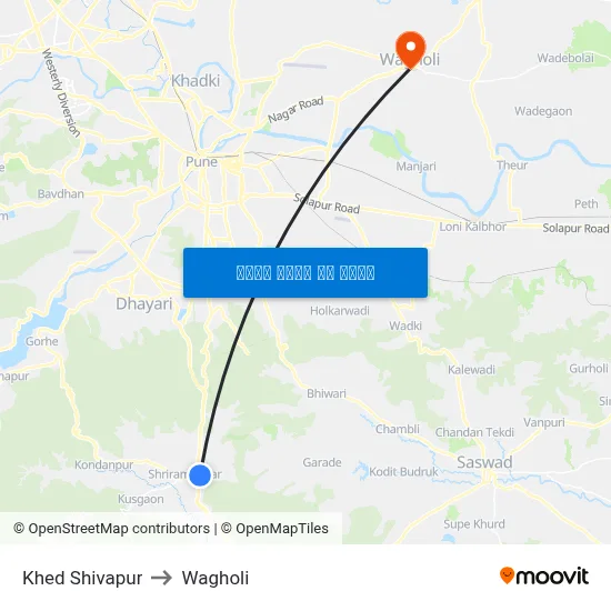 Khed Shivapur to Wagholi map