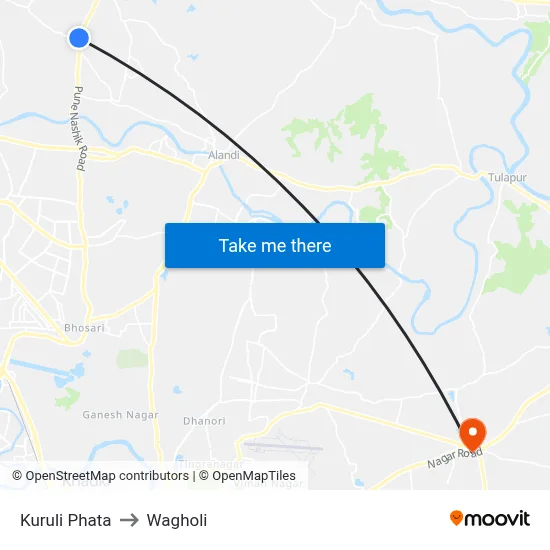 कुरुली फाटा to वाघोली map