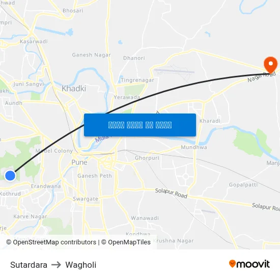 सुतारदरा to वाघोली map