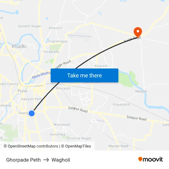 Ghorpade Peth to Wagholi map