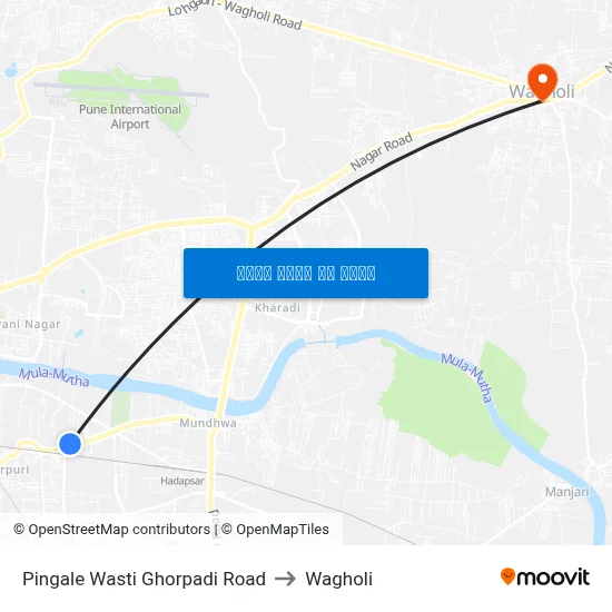 पिंगले वस्ती घोरपडी रोड to वाघोली map