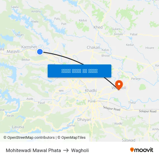 मोहितेवाडी मावल फाटा to वाघोली map