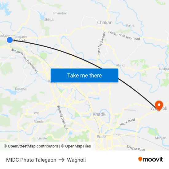 MIDC Phata Talegaon to Wagholi map