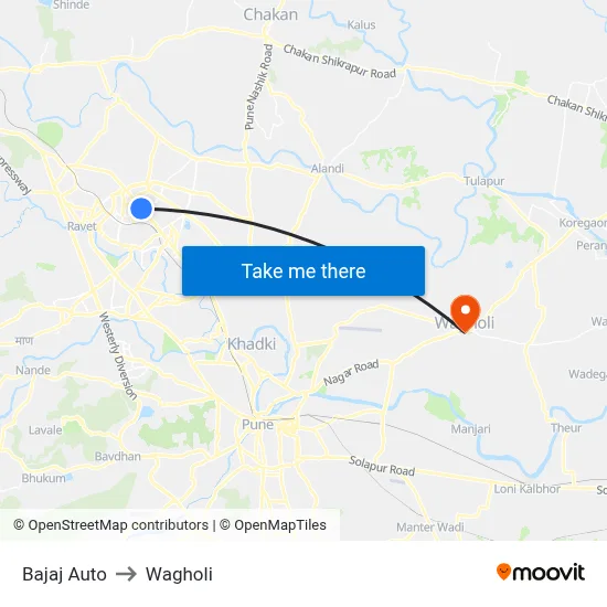 बजाज ऑटो to वाघोली map