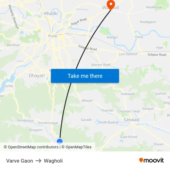 वारवे गाव to वाघोली map