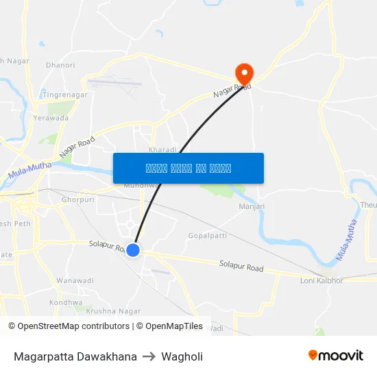 मगरपट्टा दवाखाना to वाघोली map