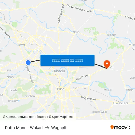 दत्त मंदिर वाकड to वाघोली map