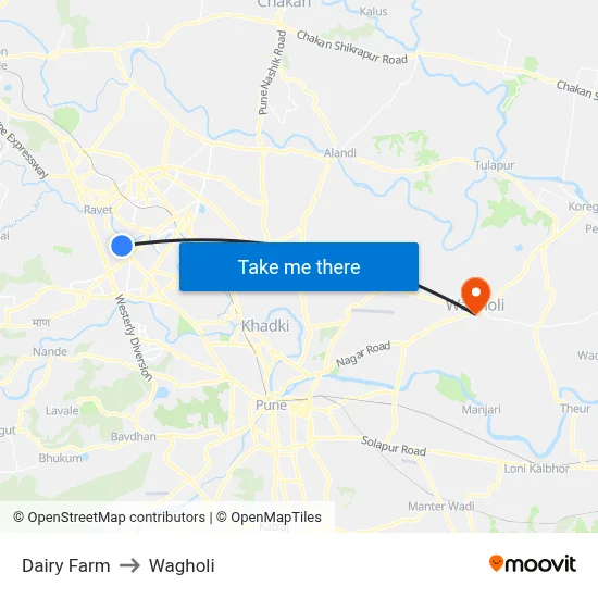 डेयरी फार्म to वाघोली map