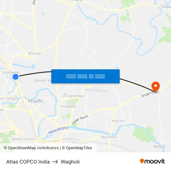 एटलस कॉप्को इंडिया to वाघोली map