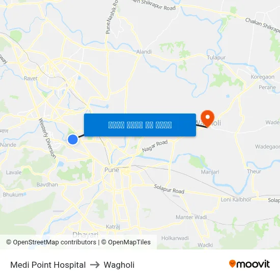 Medi Point Hospital to Wagholi map