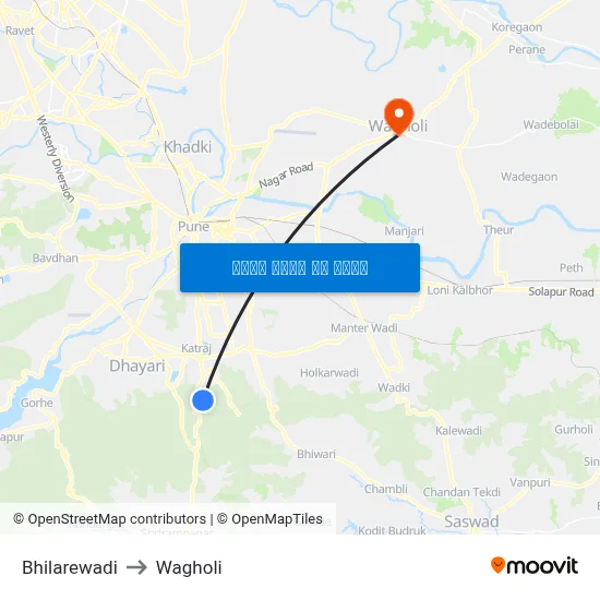 भिलारेवाडी to वाघोली map