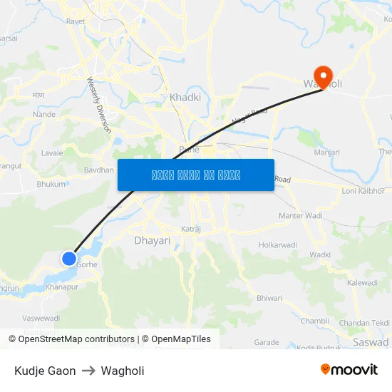 Kudje Gaon to Wagholi map