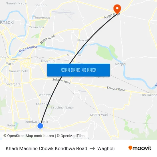 खडी मशीन चौक कोंढवा रोड to वाघोली map