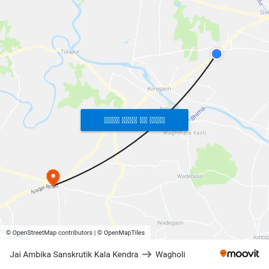 जय अंबिका सांस्कृतिक कला केंद्र to वाघोली map