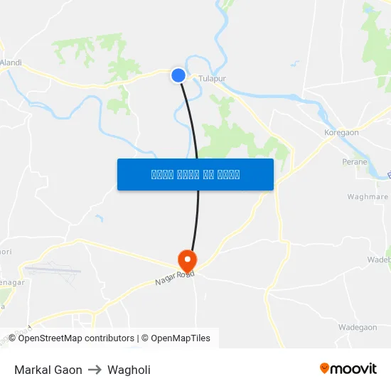 मरकळ गाव to वाघोली map