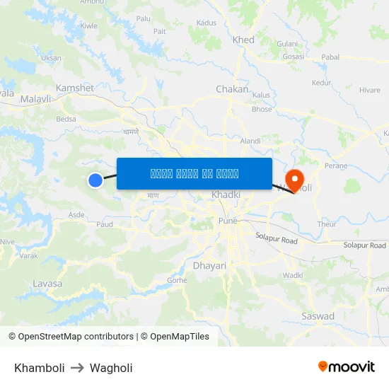 खांबोली to वाघोली map