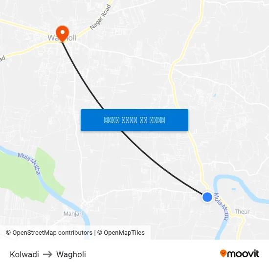 कोलवाडी to वाघोली map
