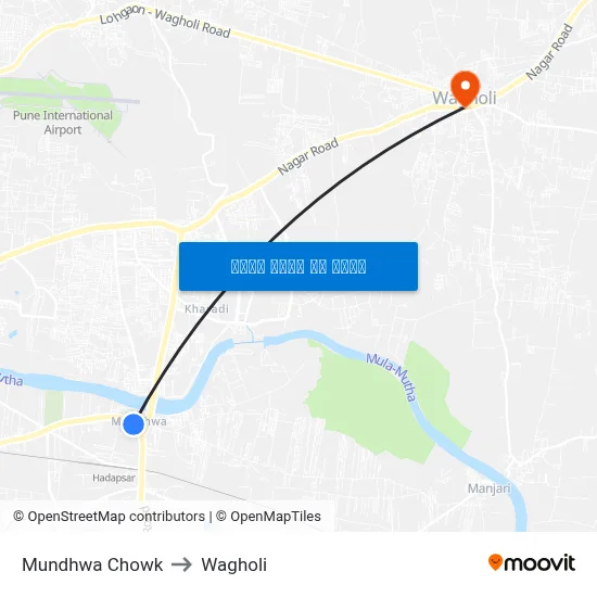 मुंधवा चौक to वाघोली map