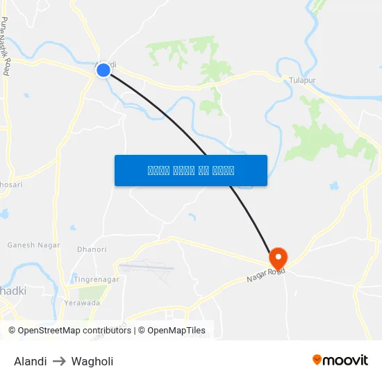 अलंदी to वाघोली map
