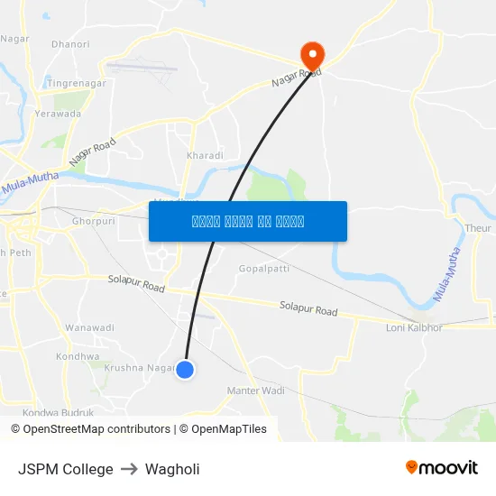 जेएसपीएम कॉलेज to वाघोली map
