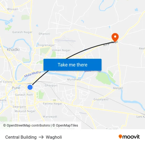 सेंट्रल बिल्डिंग to वाघोली map