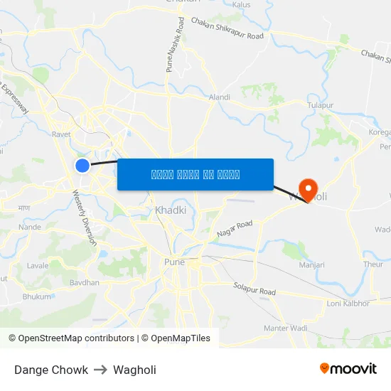 डांगे चौक to वाघोली map