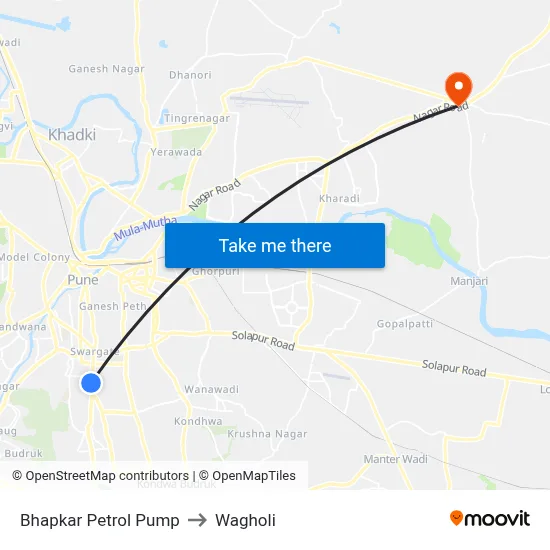 भापकर पेट्रोल पंप to वाघोली map